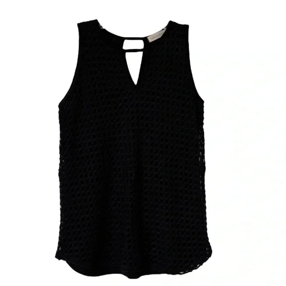 Trouble at the Mill Women's Black Sleeveless V-Neck Tunic Blouse size Sm…